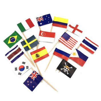Palillos de dientes de madera con bandera de país ESTICK